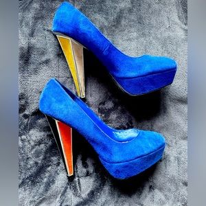 Bebe color block geometric platform pump